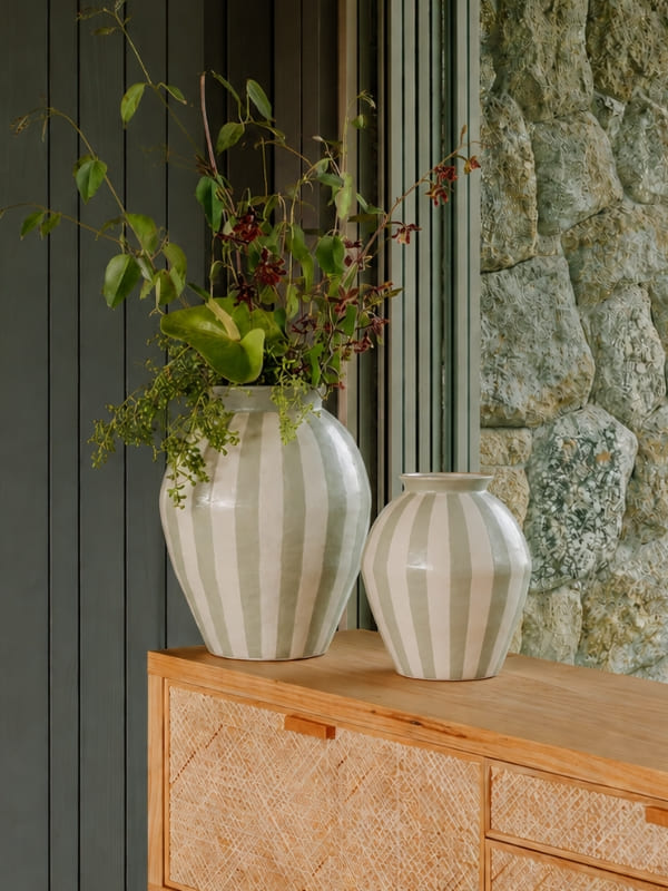 VASO CERÂMICA ARTESANAL COSTA VERDE M 22CM