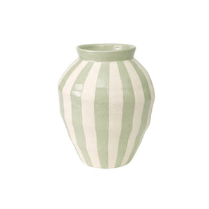 vaso cerâmica listras verde e marifm