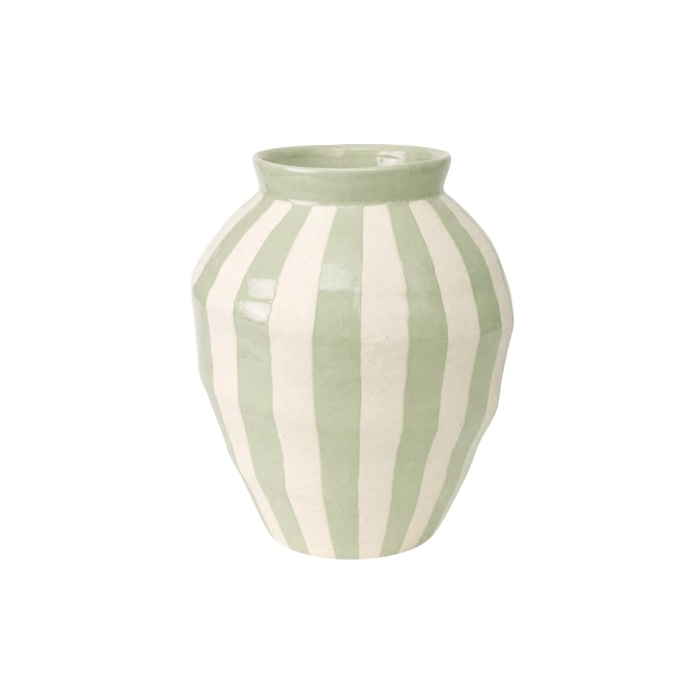 vaso cerâmica listras verde e marifm