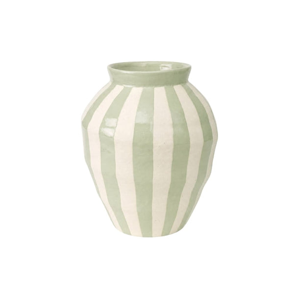 vaso cerâmica listras verde e marifm