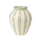 Vaso cerâmica grande verde e marfim
