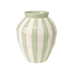 Vaso cerâmica grande verde e marfim