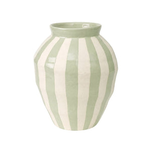 Vaso cerâmica grande verde e marfim
