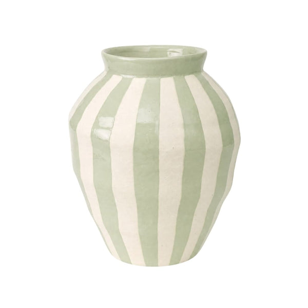 Vaso cerâmica grande verde e marfim