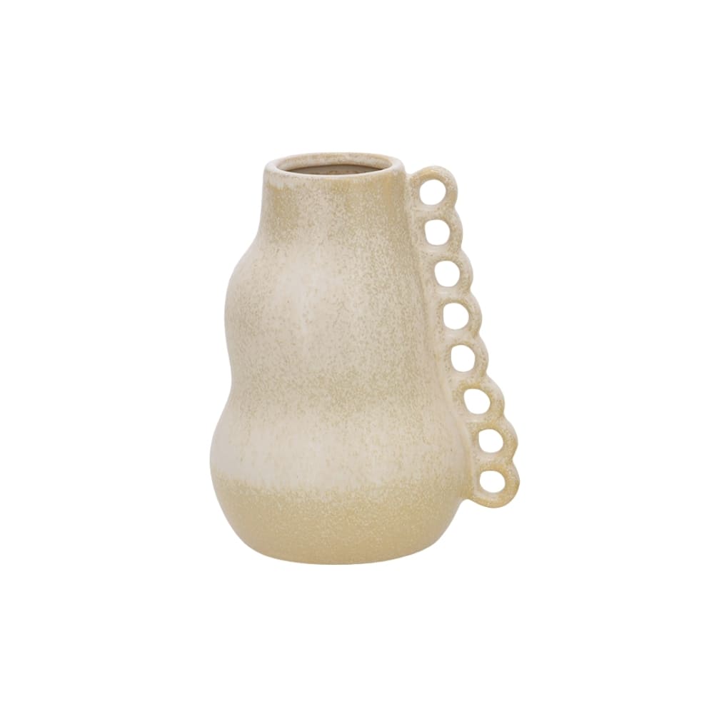 Vaso de cerâmica marfim Zenith 23cm — peça artesanal importada para decoração de interiores