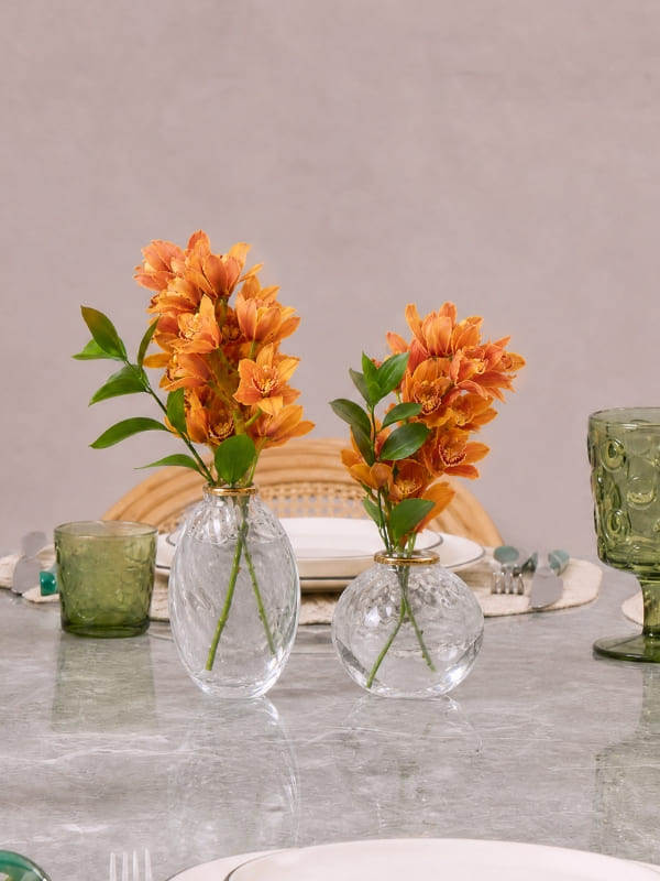 SET MINI VASOS DE VIDRO GOLDEN 2 PEÇAS