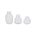 Set com 3 mini vasos de vidro craquelado transparente em tamanhos P, M e G