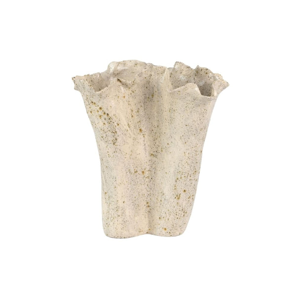 Vaso de cerâmica artesanal Coast pintado à mão, cor bege, 28cm de altura, tamanho grande