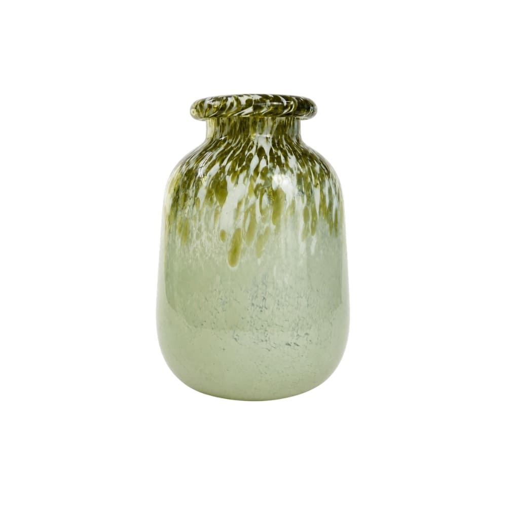 Vaso em vidro pintado verde G 30 cm