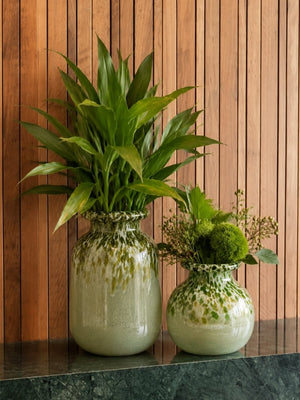 VASO EM VIDRO PINTADO VERDE G 30CM