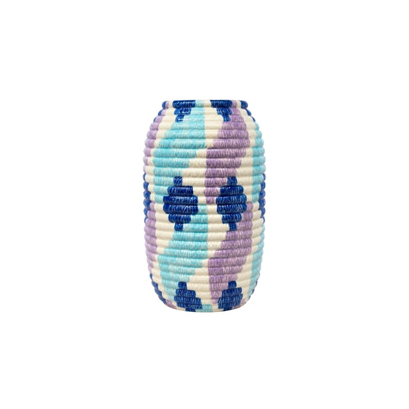 VASO EM CERÂMICA IKAT AZUL E ROXO 27CM
