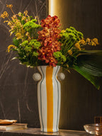 VASO CERÂMICA ARTESANAL AGATAS AMARELO 24CM