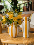 VASO CERÂMICA ARTESANAL AMARELO ÁGATAS 19CM