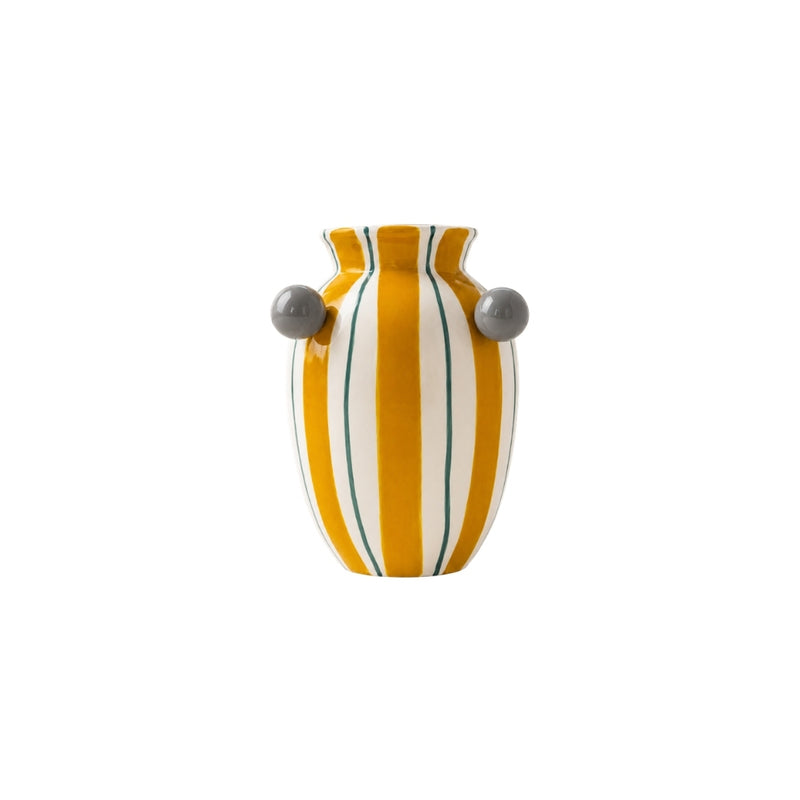 VASO CERÂMICA ARTESANAL AMARELO ÁGATAS 19CM