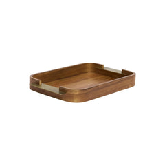 Bandeja decorativa de MDF com alça de metal marrom — 38,5cm x 24,5cm para decoração de interiores