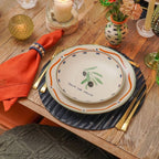 Detalhe do sousplat de bambu azul 35cm - Lolahome