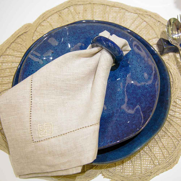 PRATO DE SOBREMESA CERÂMICA ARTESANAL ORGANIC AZUL