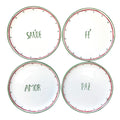 SET 4 PRATOS SOBREMESA CERÂMICA PINTADOS À MÃO WISHES