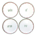 SET 4 PRATOS SOBREMESA CERÂMICA PINTADOS À MÃO WISHES