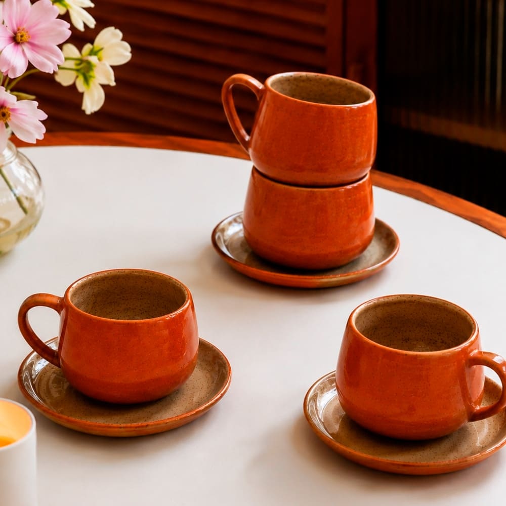 XÍCARA DE CHÁ CERÂMICA ARTESANAL TERRACOTA 360ML