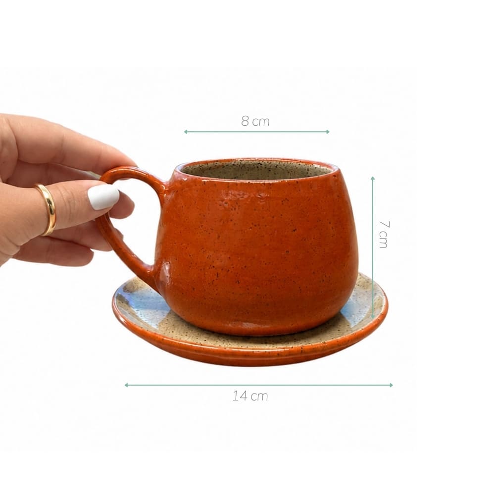 XÍCARA DE CHÁ CERÂMICA ARTESANAL TERRACOTA 360ML