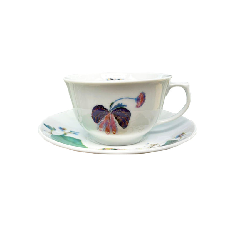 XÍCARA DE CHÁ OU CAFÉ DE PORCELANA COM PIRES FLOWERSCAPE 240ML