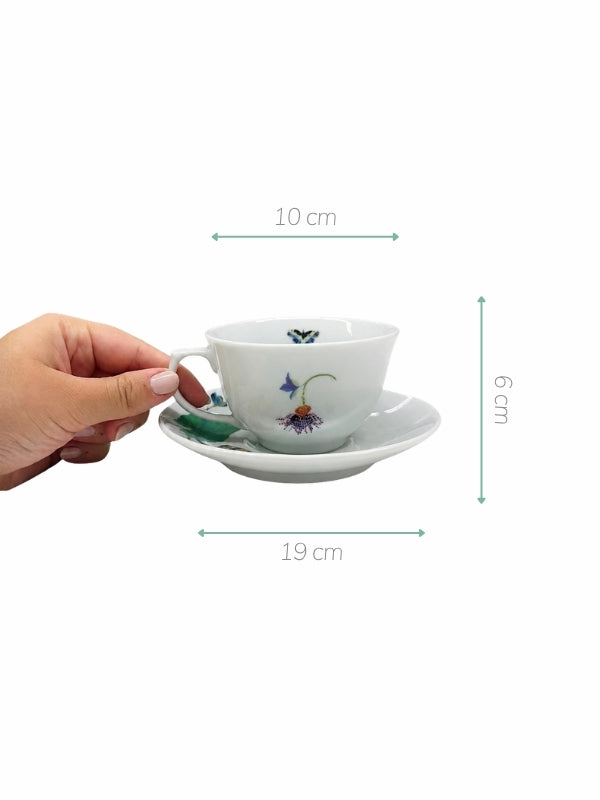 XÍCARA DE CHÁ OU CAFÉ DE PORCELANA COM PIRES FLOWERSCAPE 240ML