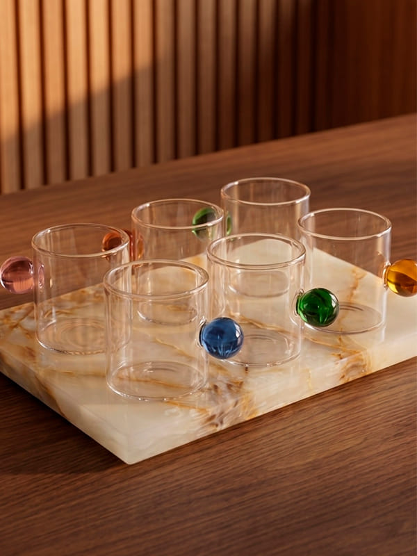 Conjunto de xícaras de vidro esfera – detalhe das peças – Lolahome