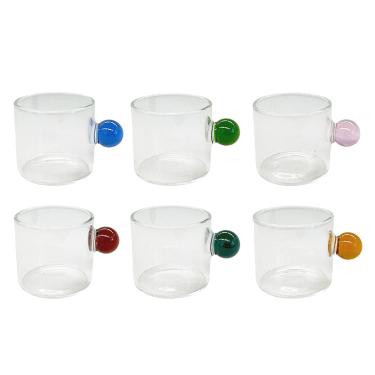 Set 6 xícaras de vidro esfera colors – vista do conjunto – Lolahome