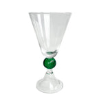 Taça de vidro Deco verde 10,5x19cm, vista frontal, design decorativo com acabamento elegante