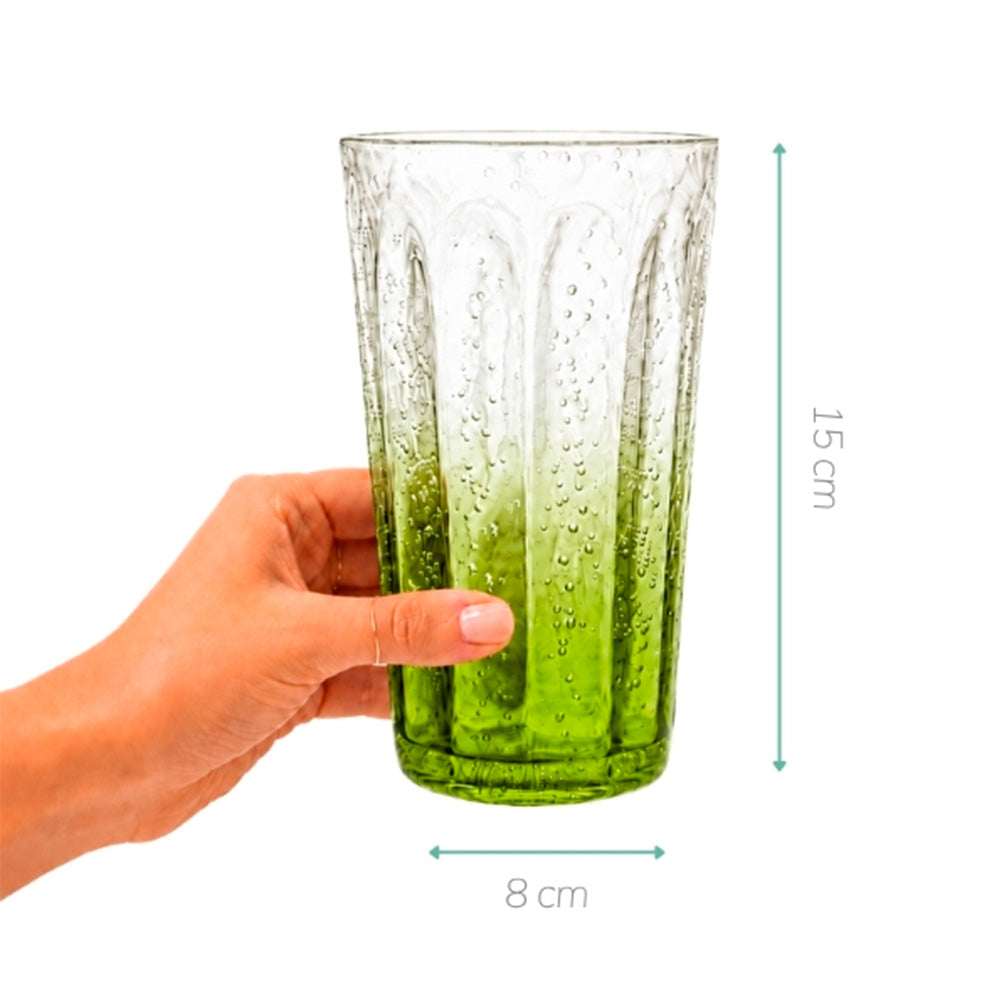 COPO LONGO DE ACRÍLICO DEGRADE VERDE FOLHA 590ML