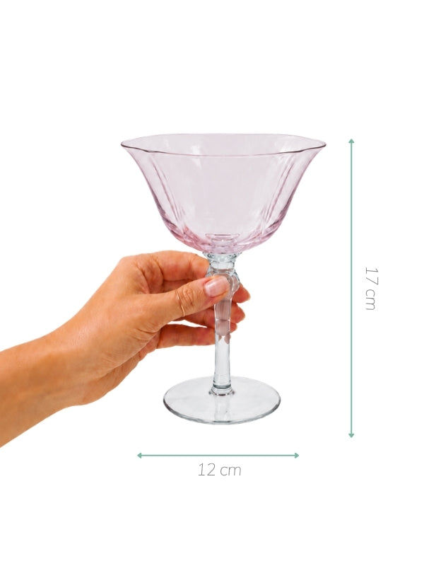 TAÇA DE VIDRO SAINT REMY ROSA E CINZA 180ML