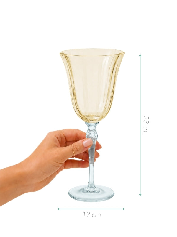 TAÇA DE VIDRO SAINT REMY AMARELO E CINZA 300ML
