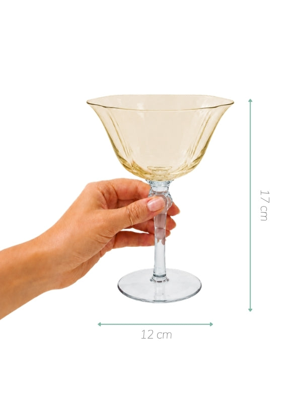 TAÇA DE VIDRO SAINT REMY AMARELO E CINZA 180ML