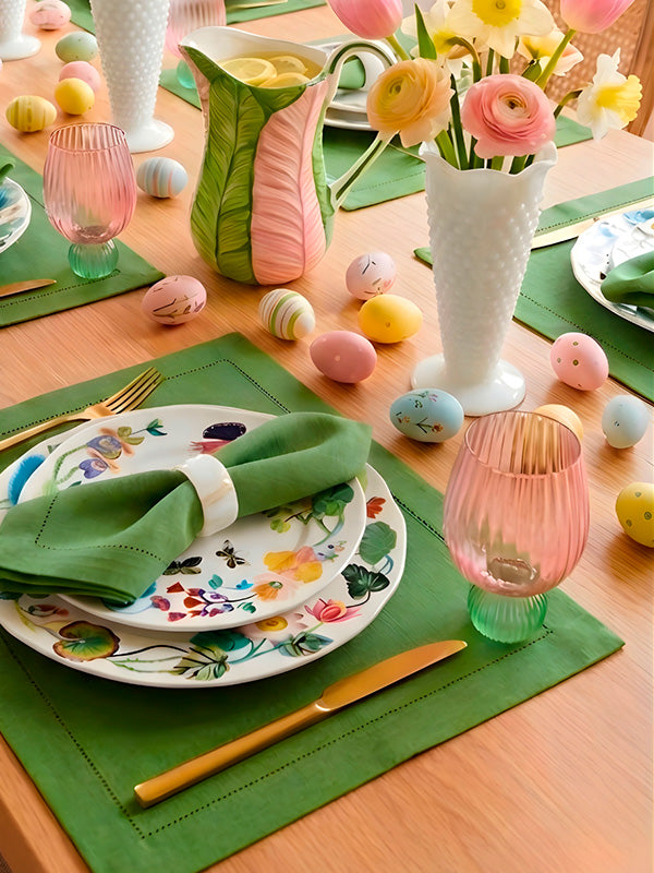 Taça de água Rimini em vidro rosa e verde 500ml - Lolahome