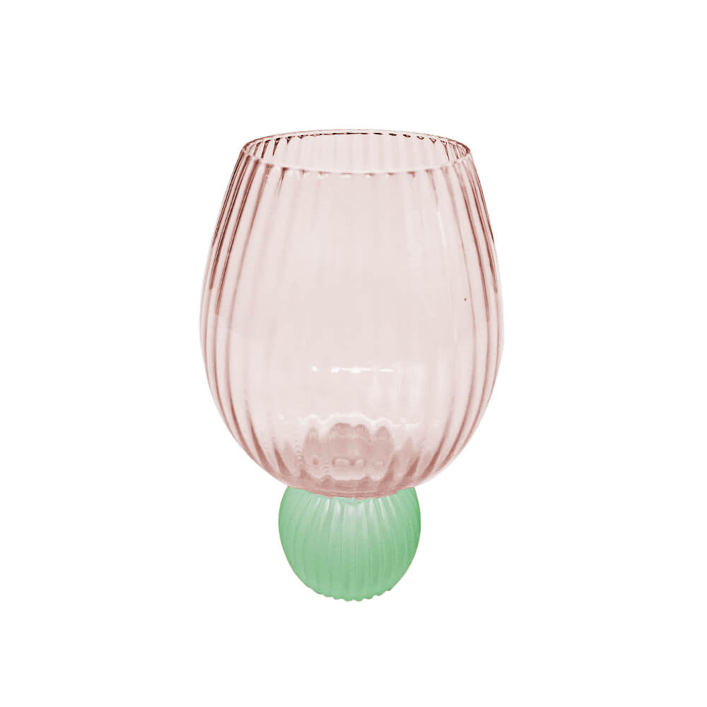 Taça de água Rimini em vidro rosa e verde 500ml - Lolahome