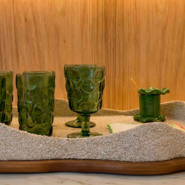 TAÇA DE VIDRO VERDE RIO