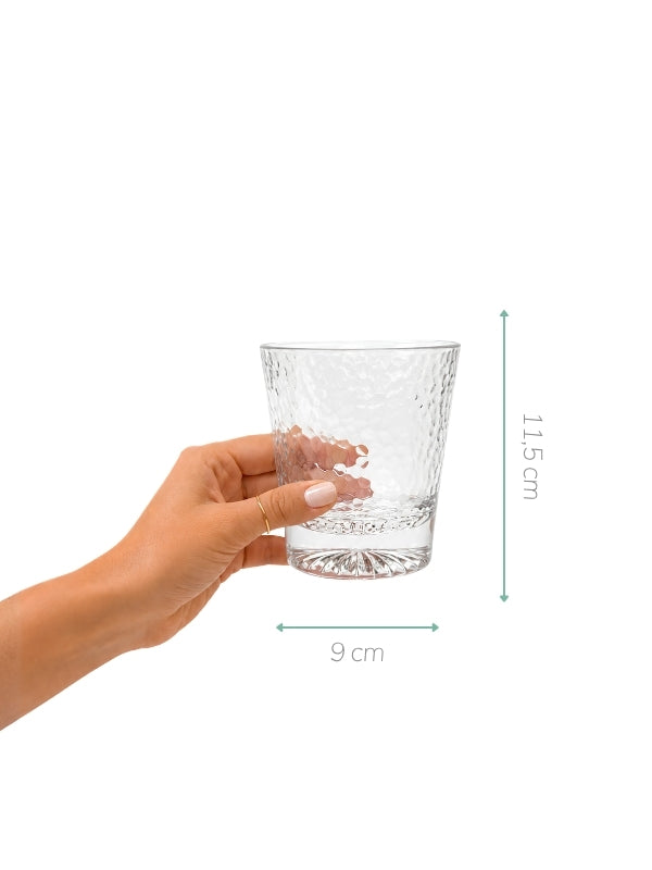 COPO BAIXO DE ACRÍLICO PRISMA TRANSPARENTE 350ML