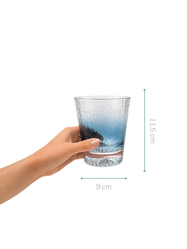 COPO BAIXO DE ACRÍLICO PRISMA AZUL 350ML