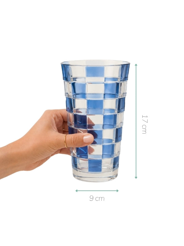 COPO ALTO DE ACRÍLICO CHECK AZUL 600ML