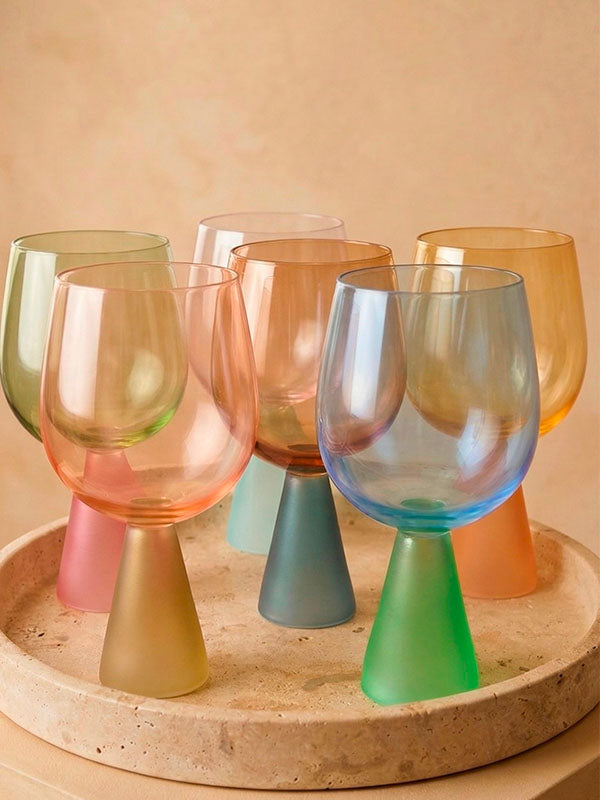 Conjunto de taças Happy Hour coloridas de vidro para bar e mesa posta - Lolahome