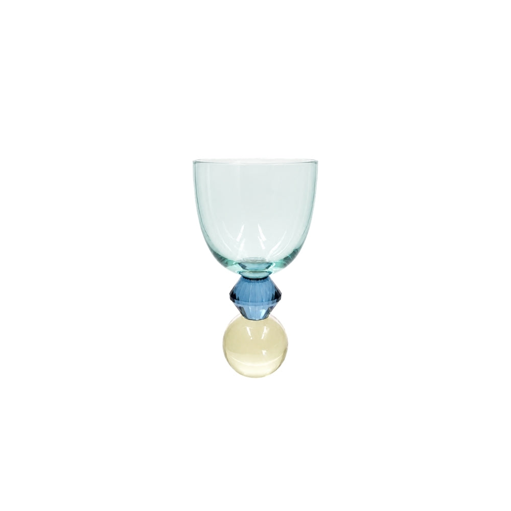TAÇA DE VIDRO E CRISTAL GIOIA AZUL E ÂMBAR 300ML