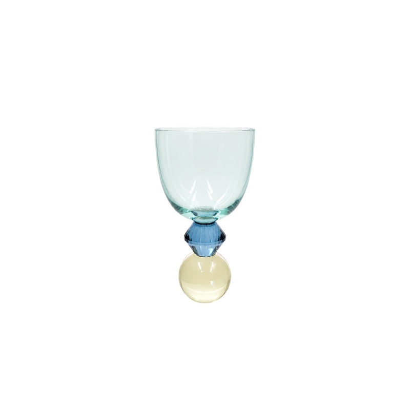 TAÇA DE VIDRO E CRISTAL GIOIA AZUL E ÂMBAR 300ML