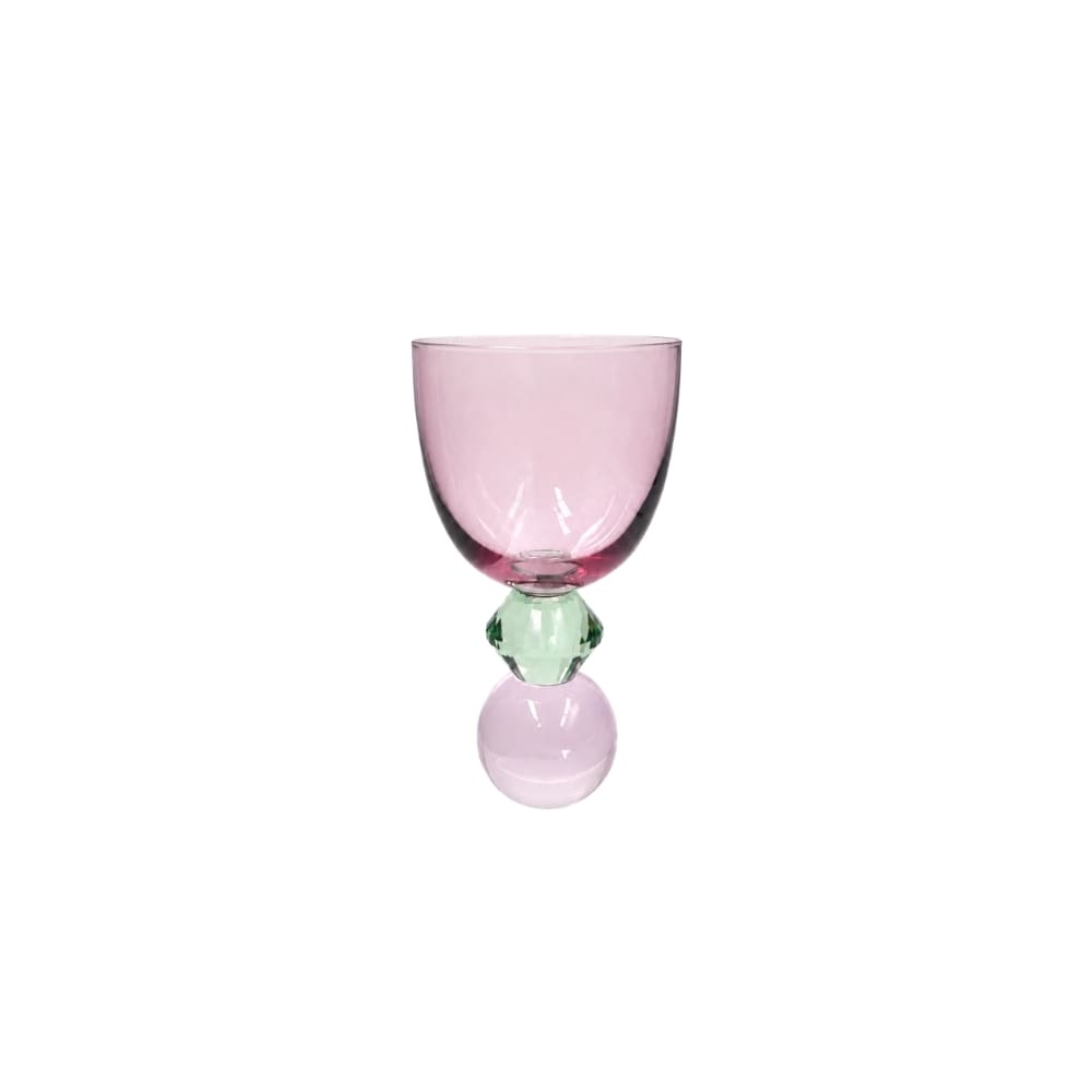 TAÇA DE VIDRO E CRISTAL GIOIA ROSA E VERDE 300ML
