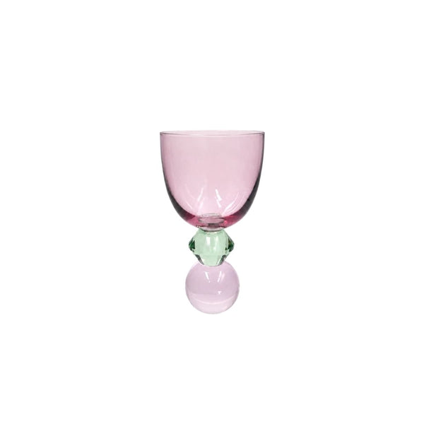 TAÇA DE VIDRO E CRISTAL GIOIA ROSA E VERDE 300ML