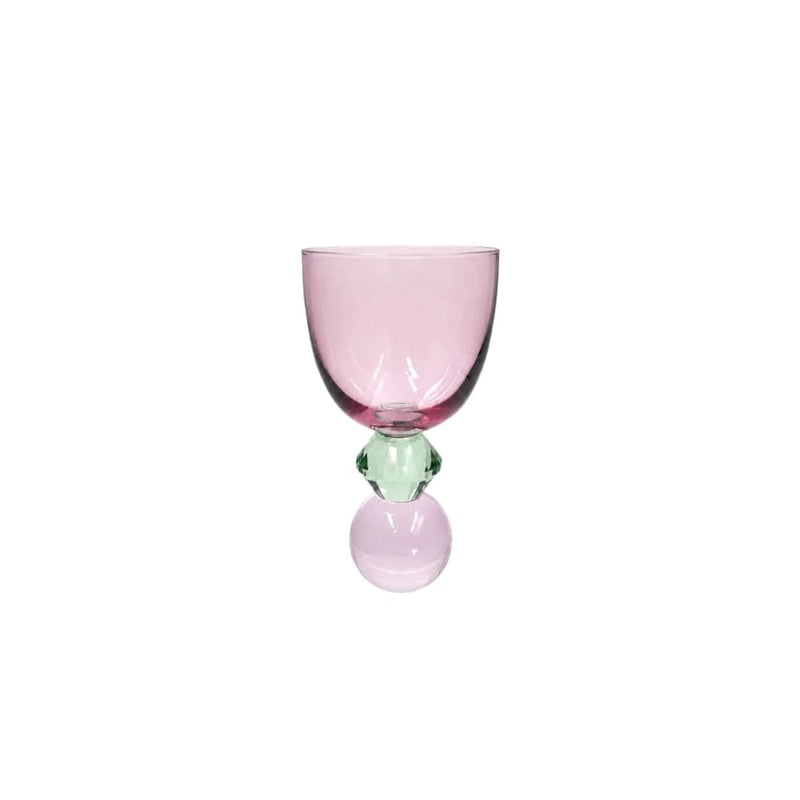 TAÇA DE VIDRO E CRISTAL GIOIA ROSA E VERDE 300ML