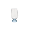 Copo de vidro Diamond azul 290ml com base facetada em azul e corpo transparente