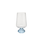 Copo de vidro Diamond azul 290ml com base facetada em azul e corpo transparente