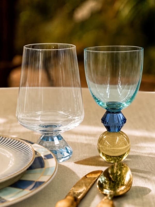 COPO EM VIDRO DIAMOND AZUL 290ML