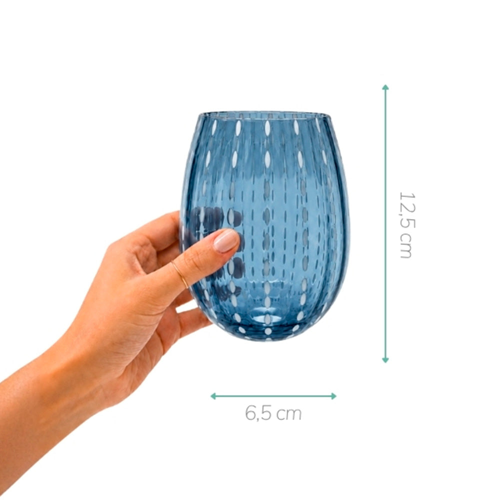 COPO DE VIDRO DOTS AZUL 500ML